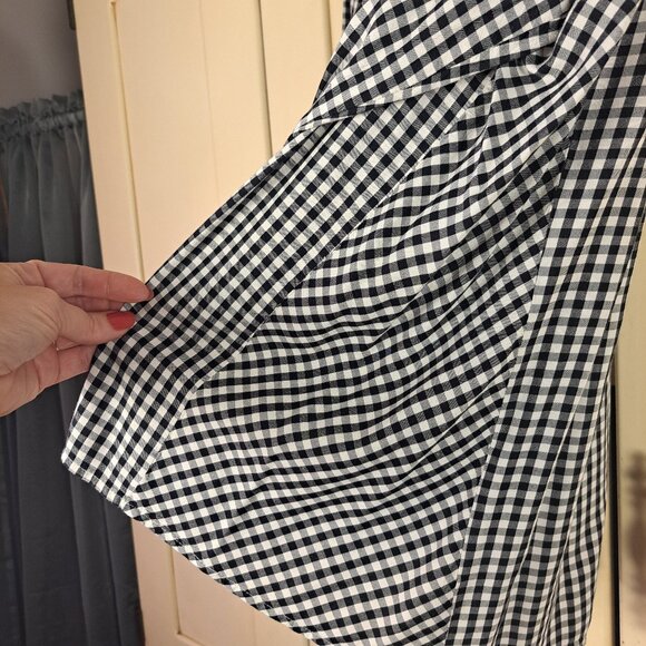J Jill Gingham Black White Button Down Sz L - Picture 6 of 8